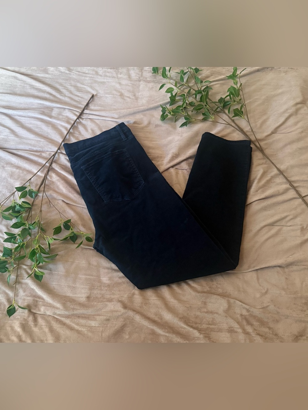 LOFT Size 14 Dark Navy Suede-Like Button-Fly Pants